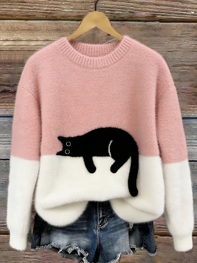 Luna | Women's Sweatshirt with Cat Print