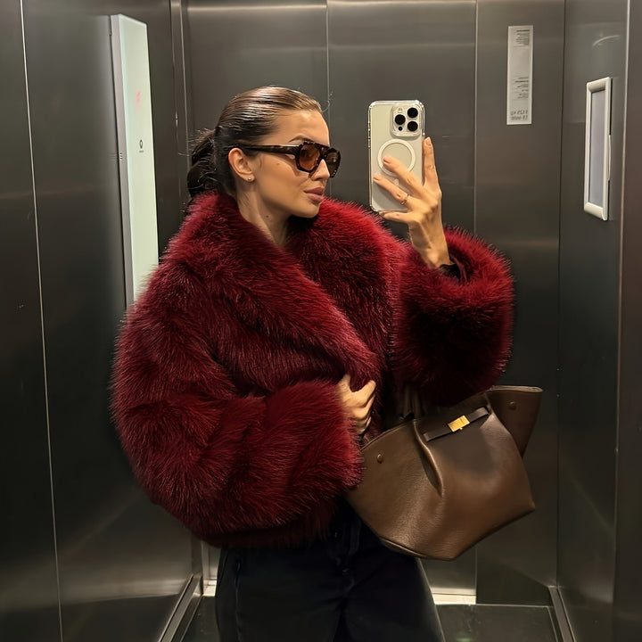 Nep Winter Warme Mode Pluche Korte Jas voor Vrouwen