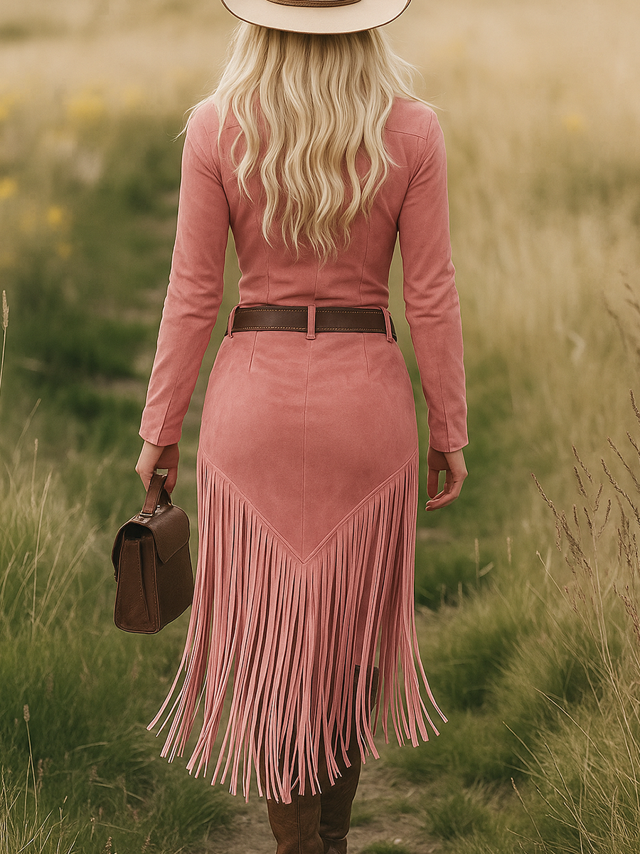 Sierra Western Fringe Zip Midi Dress