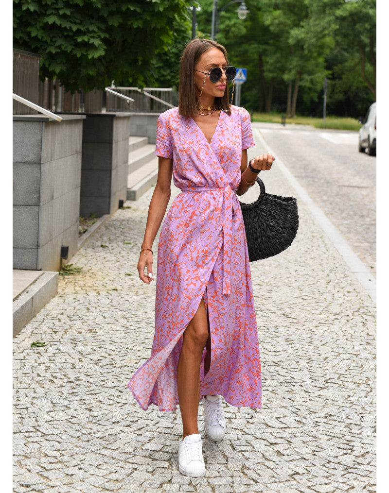 Tzahalit™ | Elegant Floral V Dress