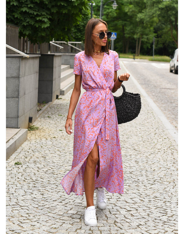 Tzahalit™ | Elegant Floral V Dress