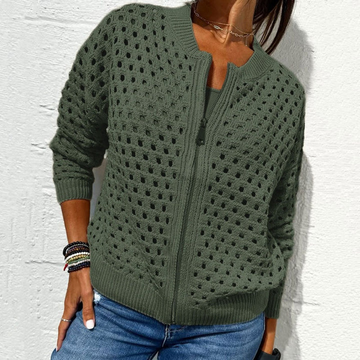 EMILY | WOMEN'S CARDIGAN WITH ZIPPER AND HOLLOW DESIGN