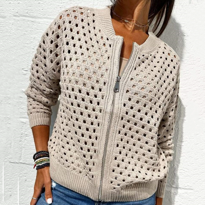 EMILY | WOMEN'S CARDIGAN WITH ZIPPER AND HOLLOW DESIGN