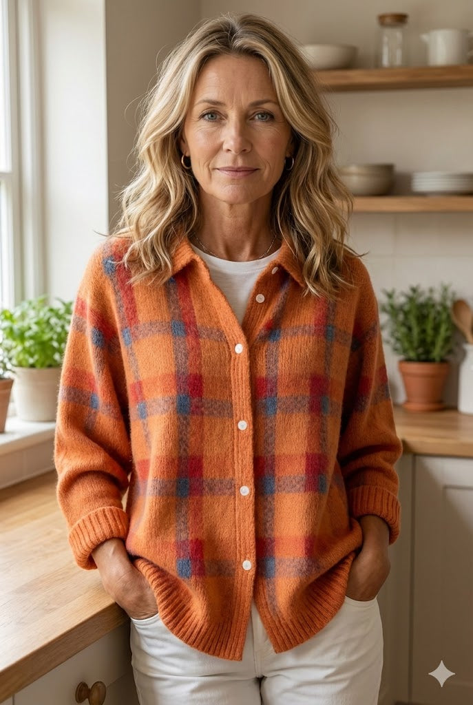 Anna™ | Check Cardigan Retro and Comfortable